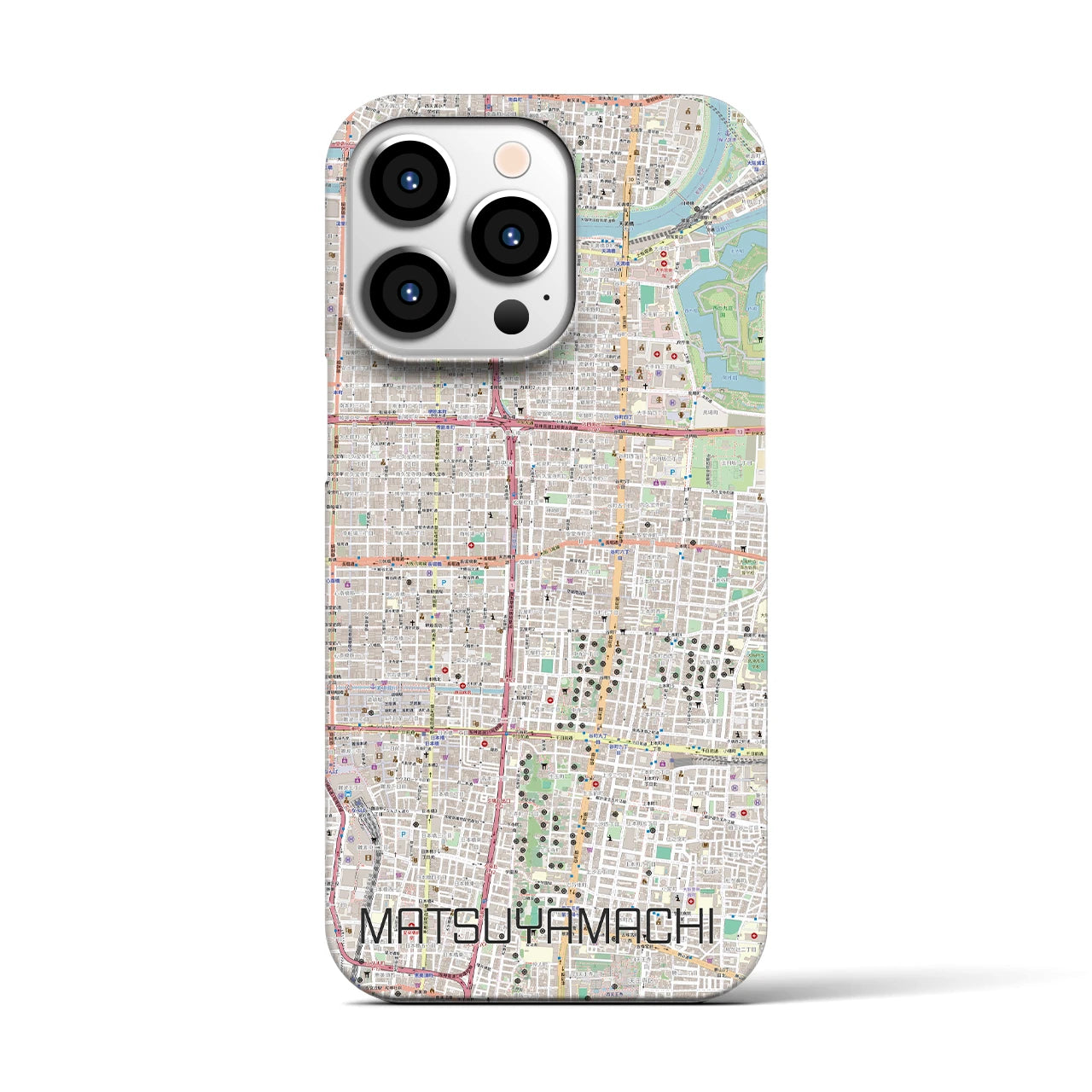 【松屋町】地図柄iPhoneケース（バックカバータイプ・ナチュラル）iPhone 13 Pro 用