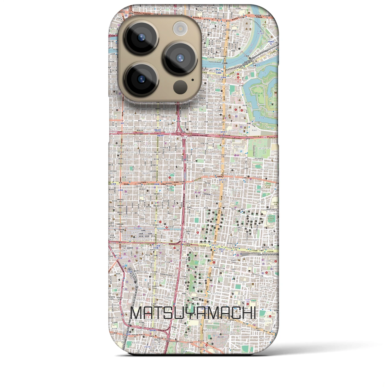 【松屋町】地図柄iPhoneケース（バックカバータイプ・ナチュラル）iPhone 14 Pro Max 用