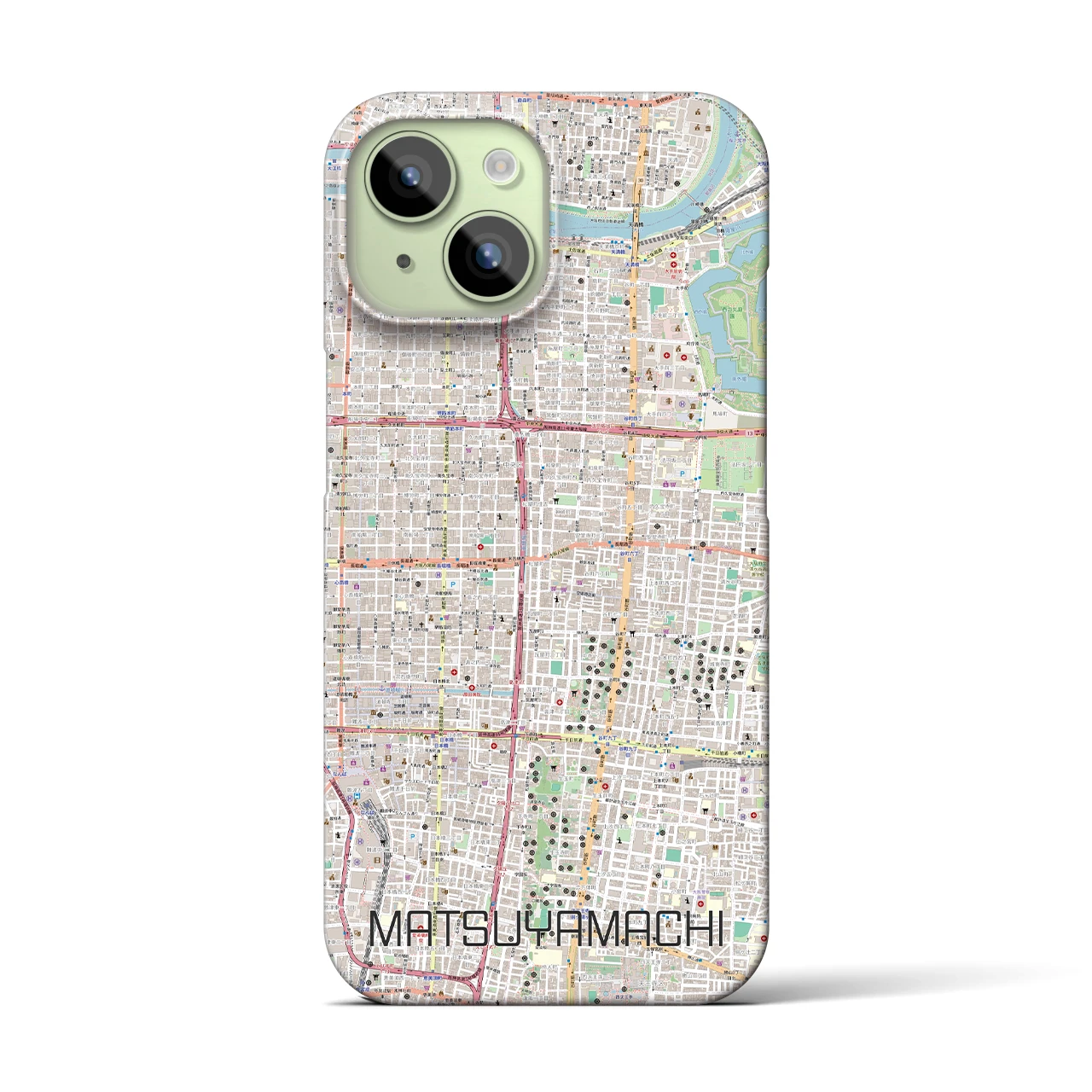【松屋町】地図柄iPhoneケース（バックカバータイプ・ナチュラル）iPhone 15 用