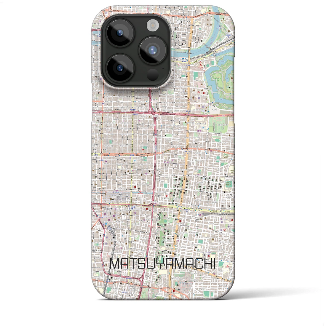 【松屋町】地図柄iPhoneケース（バックカバータイプ・ナチュラル）iPhone 15 Pro Max 用