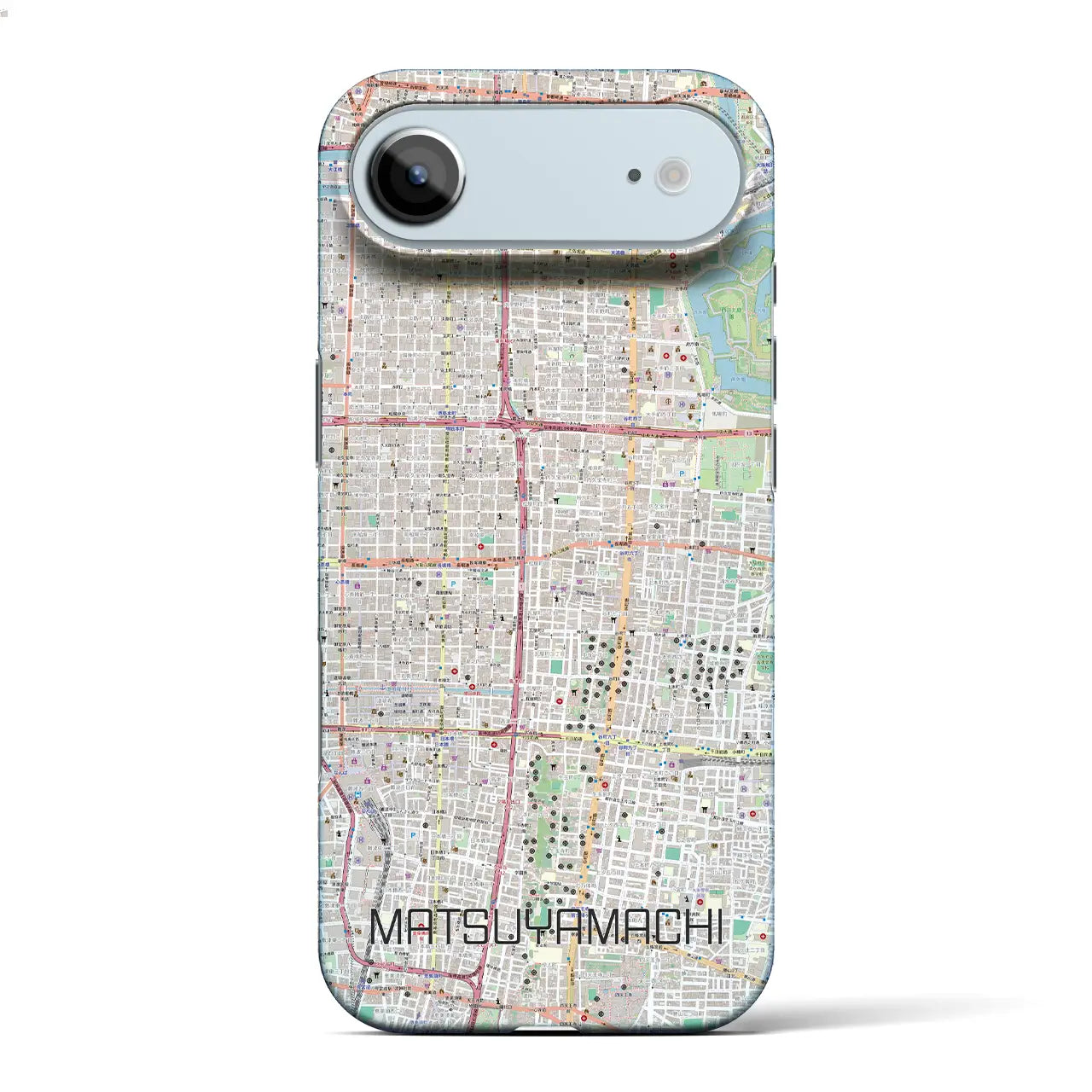 【松屋町（大阪府）】地図柄iPhoneケース（バックカバータイプ）