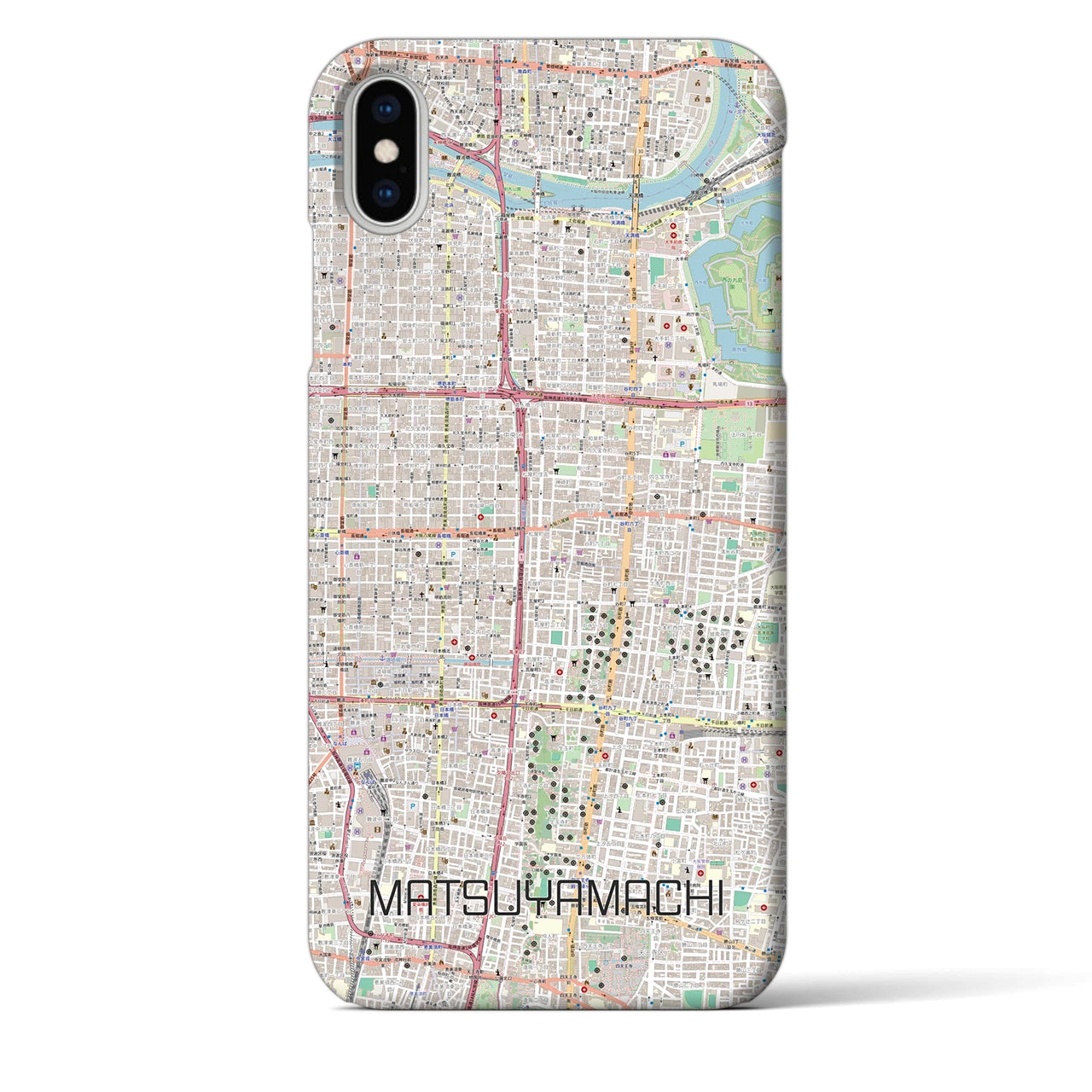 【松屋町】地図柄iPhoneケース（バックカバータイプ・ナチュラル）iPhone XS Max 用