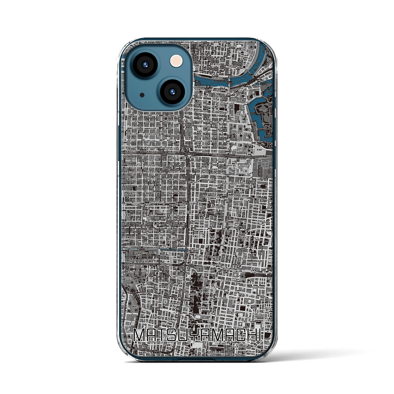 【松屋町（大阪府）】地図柄iPhoneケース（クリアタイプ）