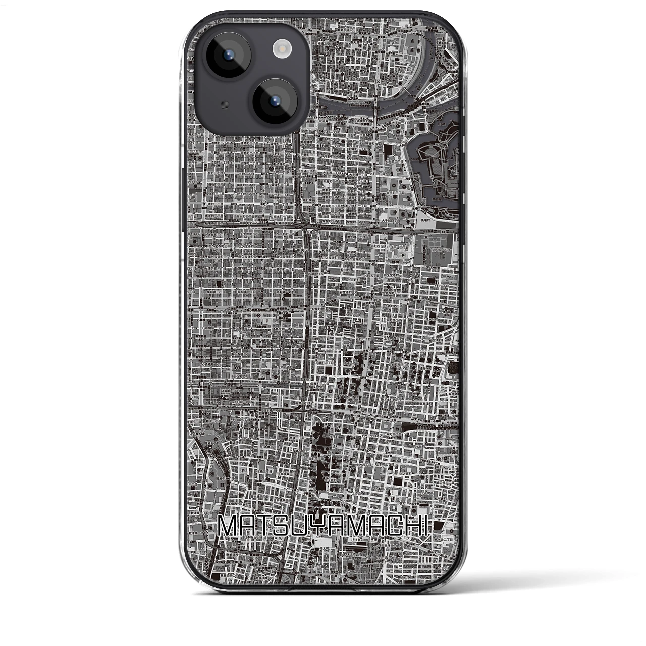 【松屋町（大阪府）】地図柄iPhoneケース（クリアタイプ）