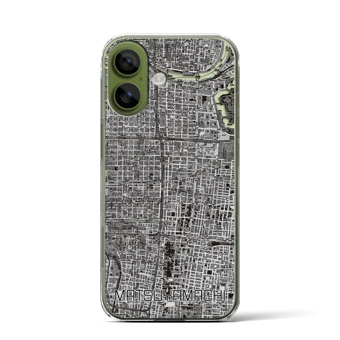 【松屋町(大阪府)】地図柄iPhoneケース(クリアタイプ)モノトーン・iPhone 17 Pro Max 用