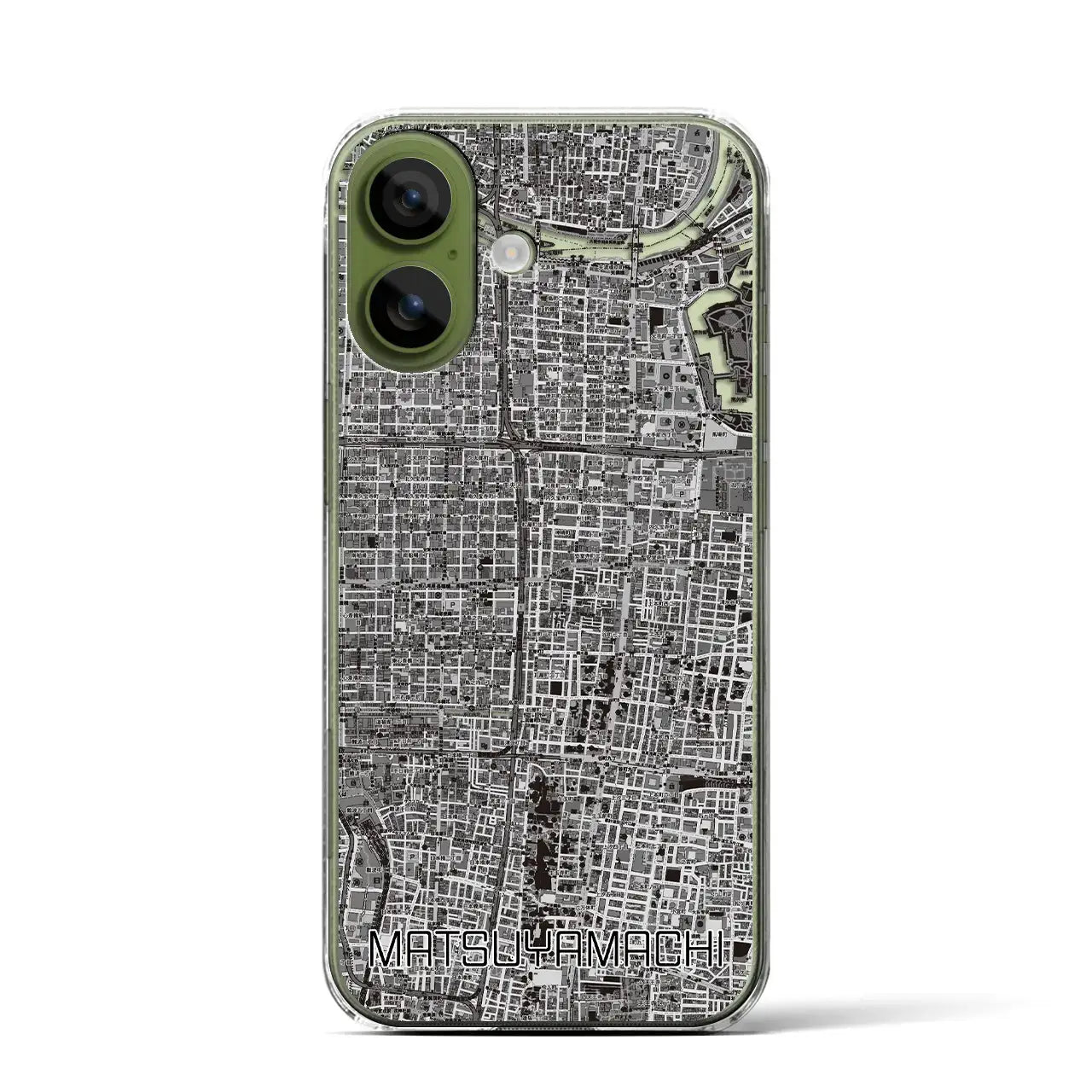 【松屋町（大阪府）】地図柄iPhoneケース（クリアタイプ）モノトーン・iPhone 17 Pro Max 用
