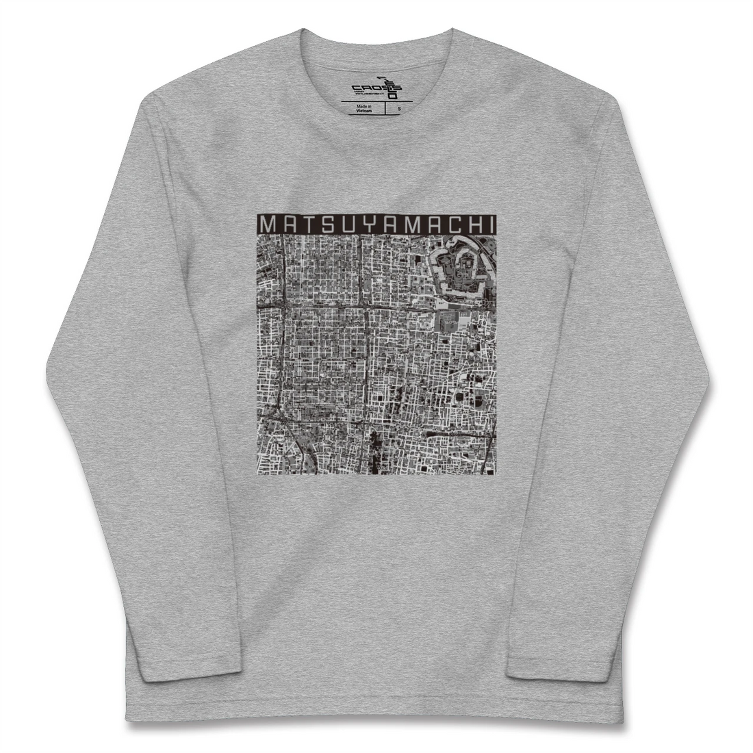 【松屋町(大阪府)】地図柄ロングスリーブTシャツ