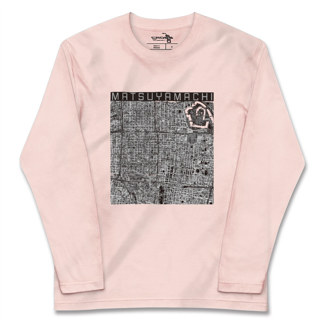 【松屋町(大阪府)】地図柄ロングスリーブTシャツ