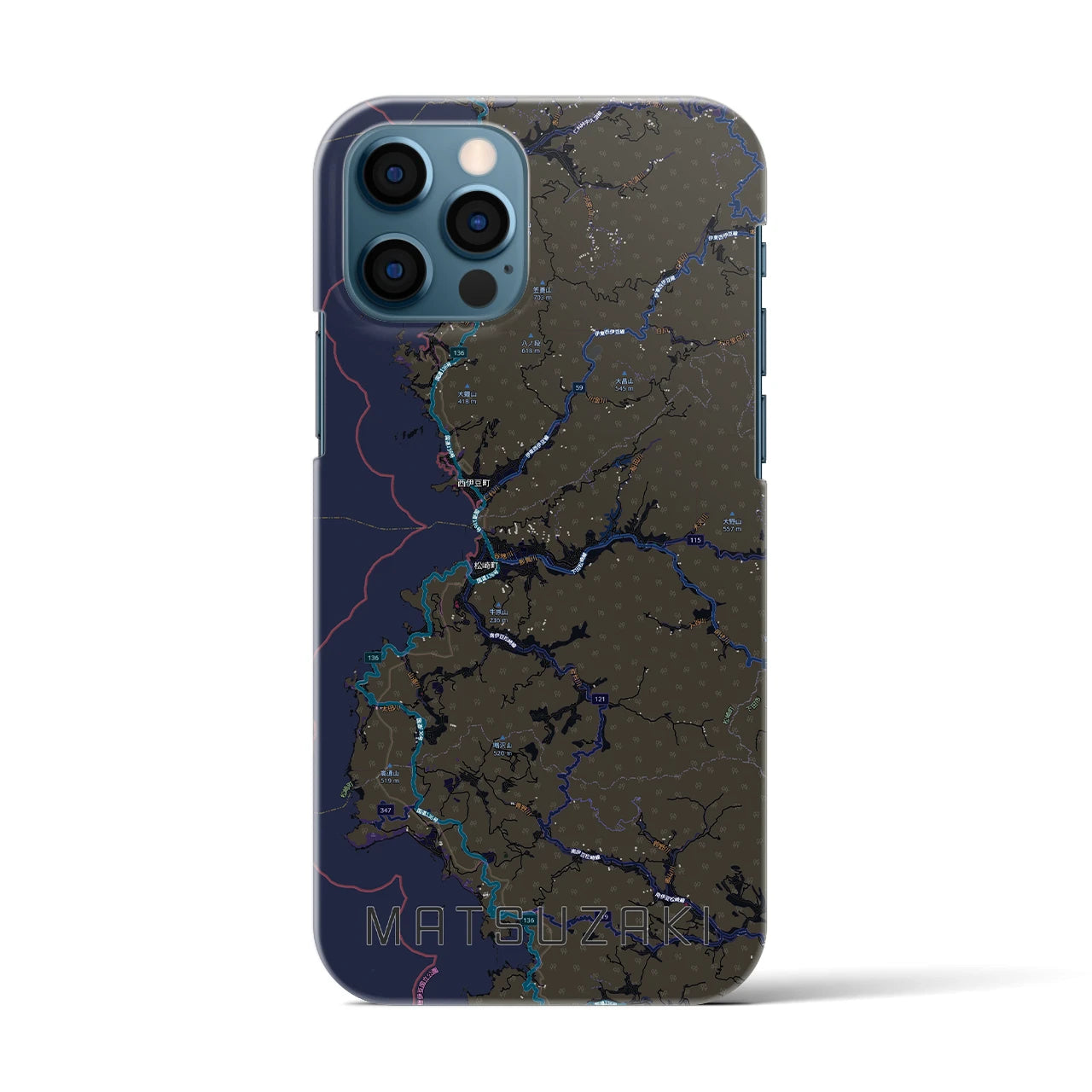 【松崎（静岡県）】地図柄iPhoneケース（バックカバータイプ）