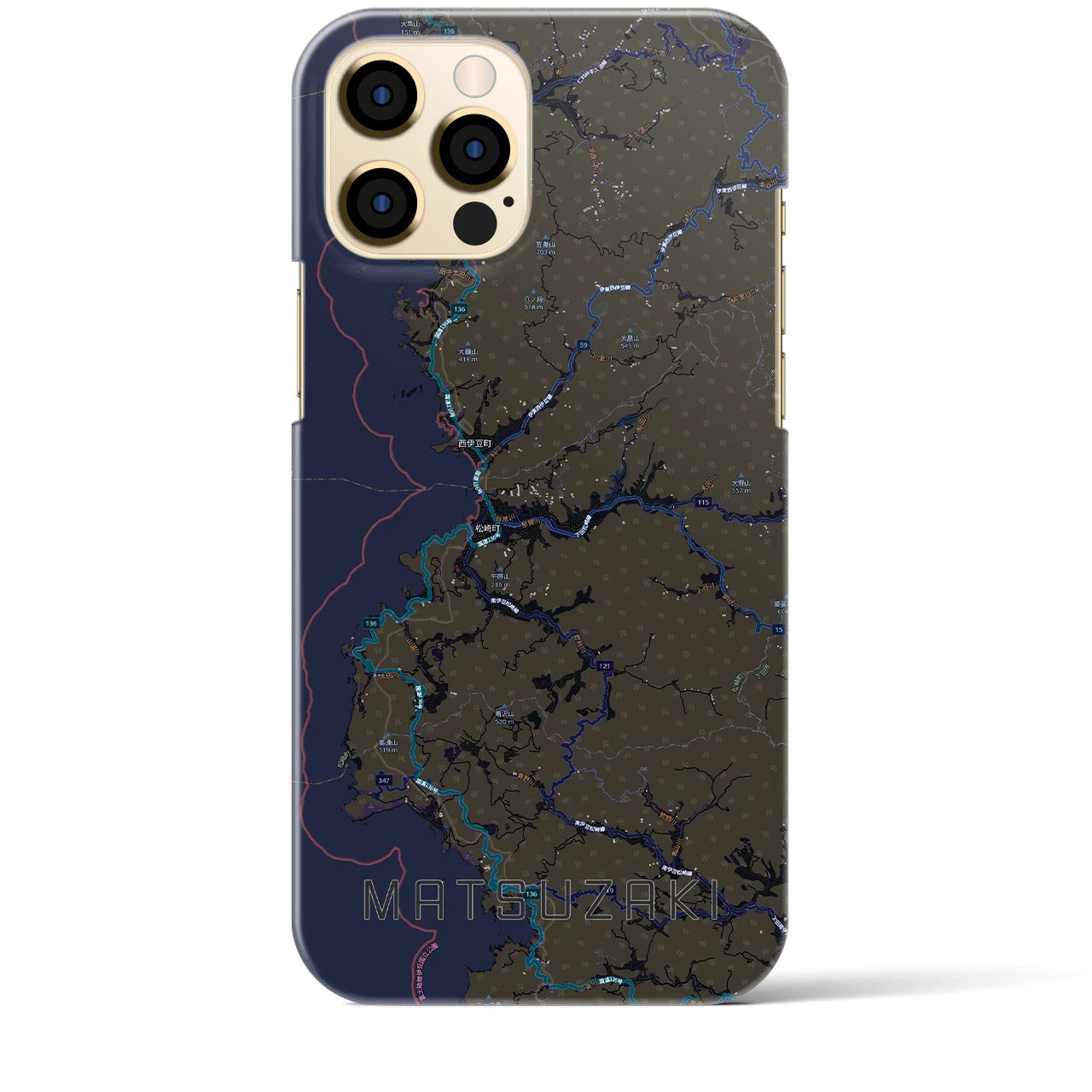 【松崎（静岡県）】地図柄iPhoneケース（バックカバータイプ）