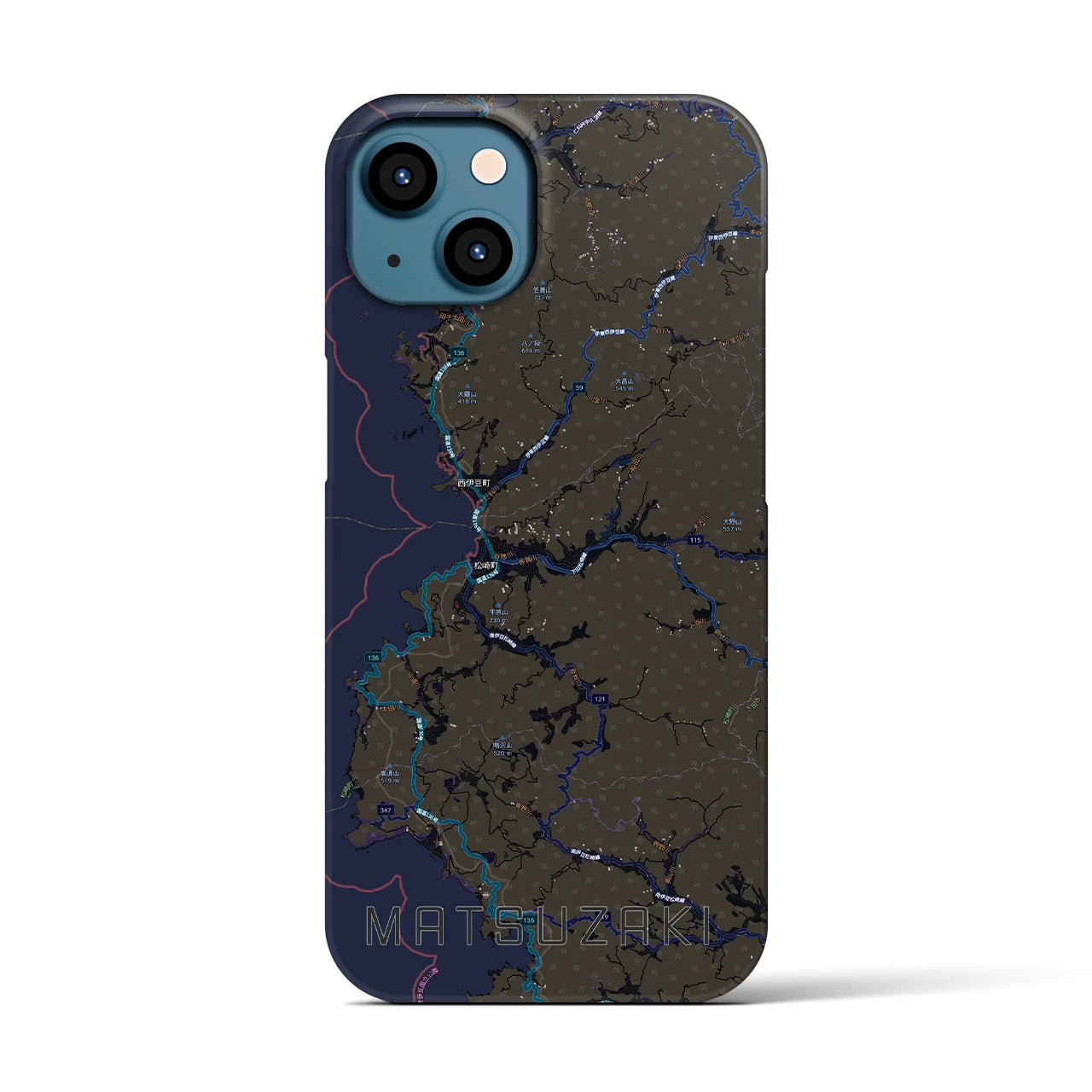 【松崎（静岡県）】地図柄iPhoneケース（バックカバータイプ）