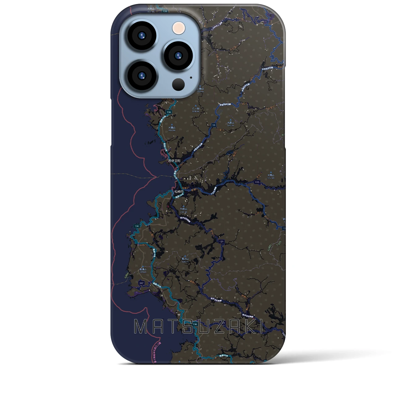 【松崎（静岡県）】地図柄iPhoneケース（バックカバータイプ）