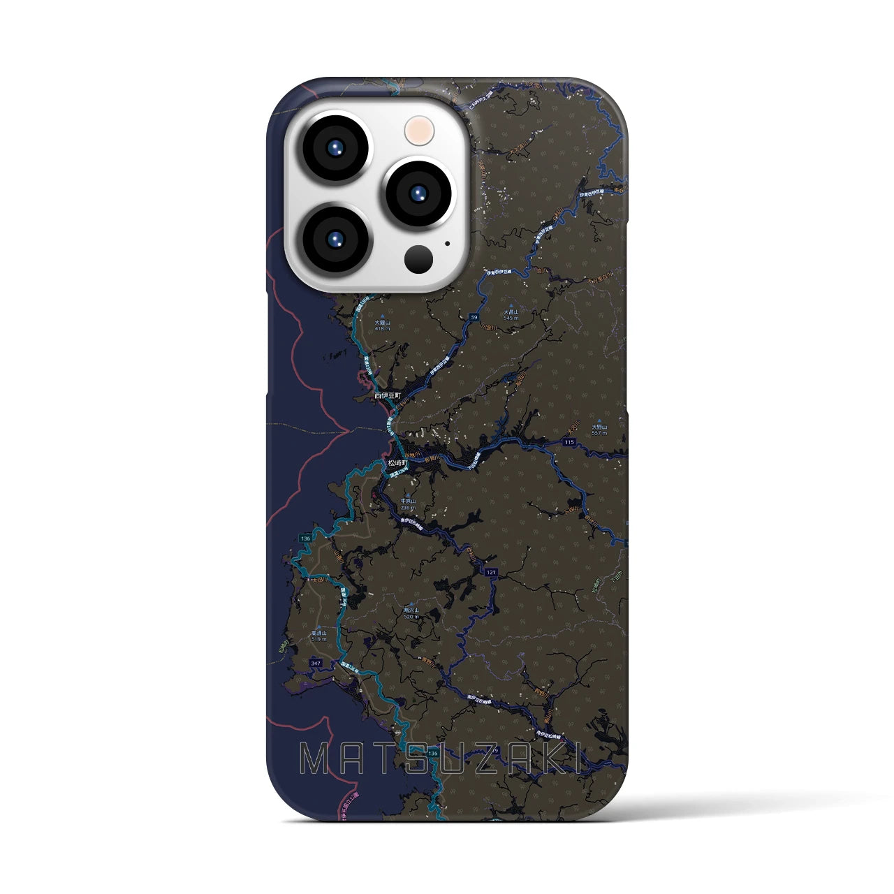 【松崎（静岡県）】地図柄iPhoneケース（バックカバータイプ）