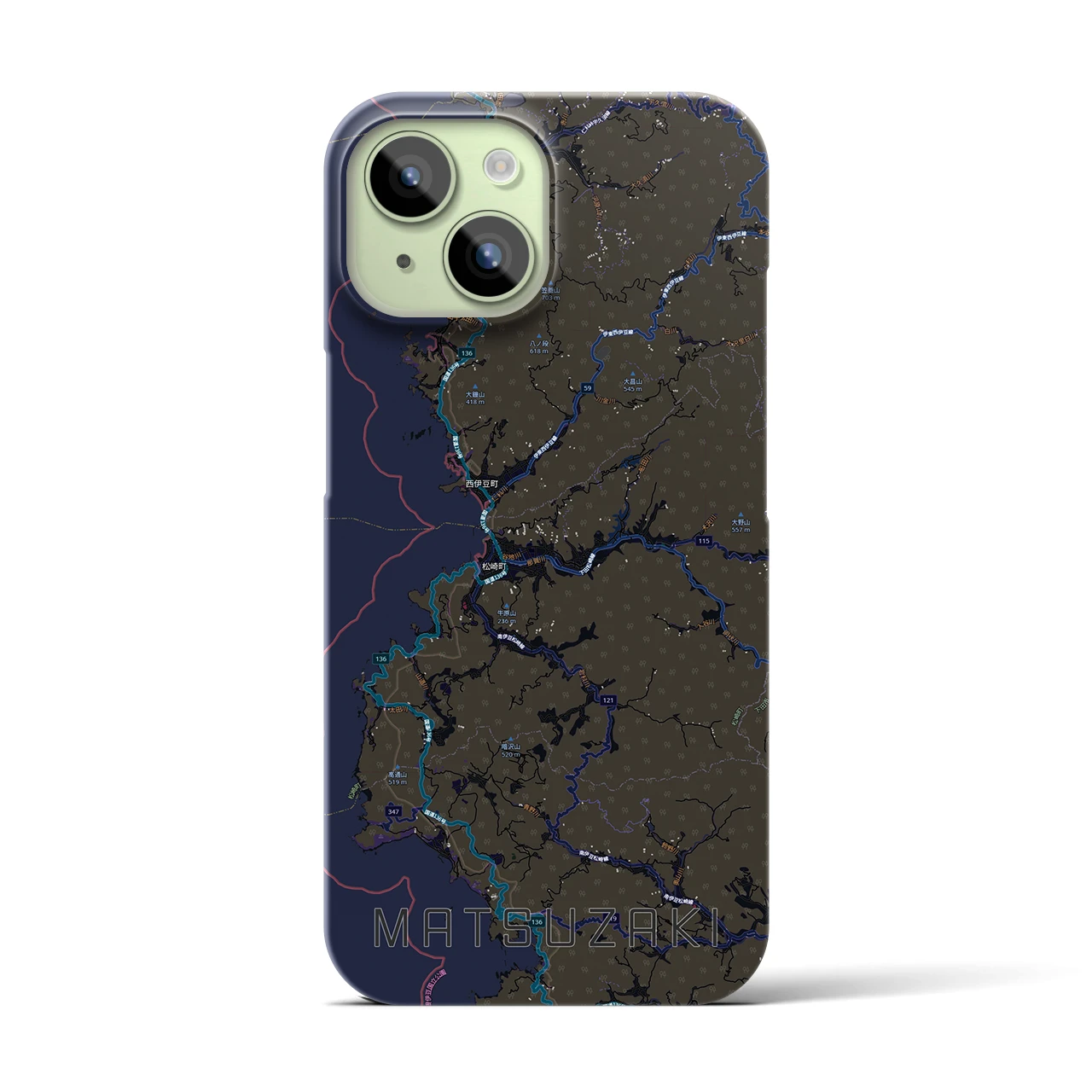 【松崎（静岡県）】地図柄iPhoneケース（バックカバータイプ）
