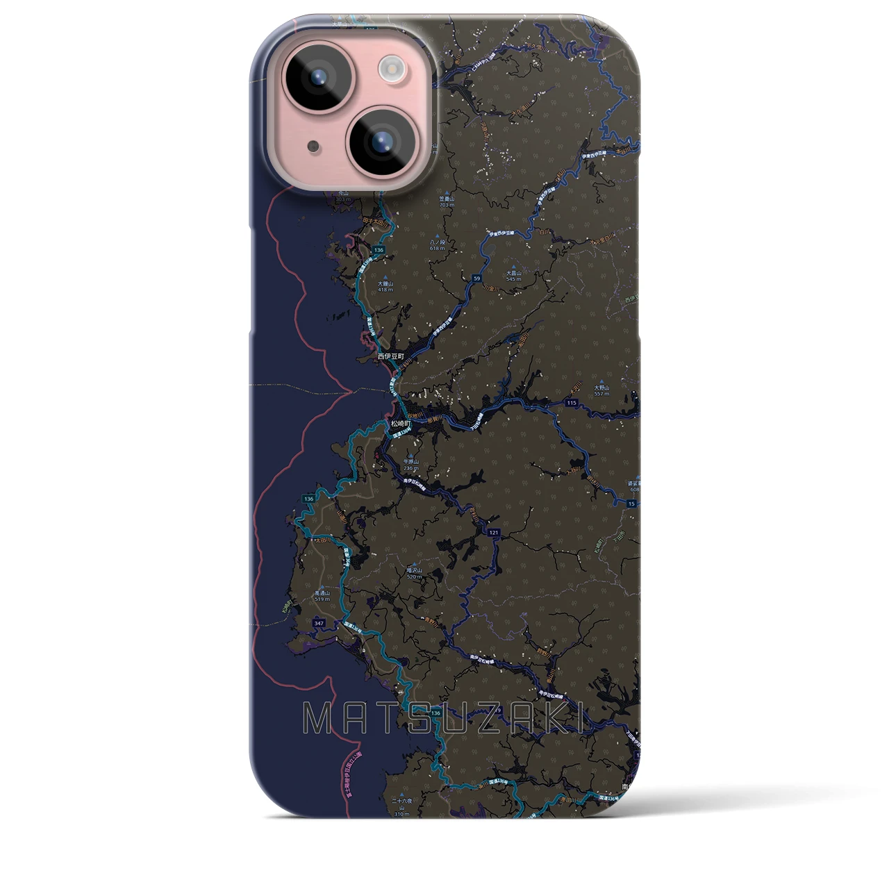 【松崎（静岡県）】地図柄iPhoneケース（バックカバータイプ）