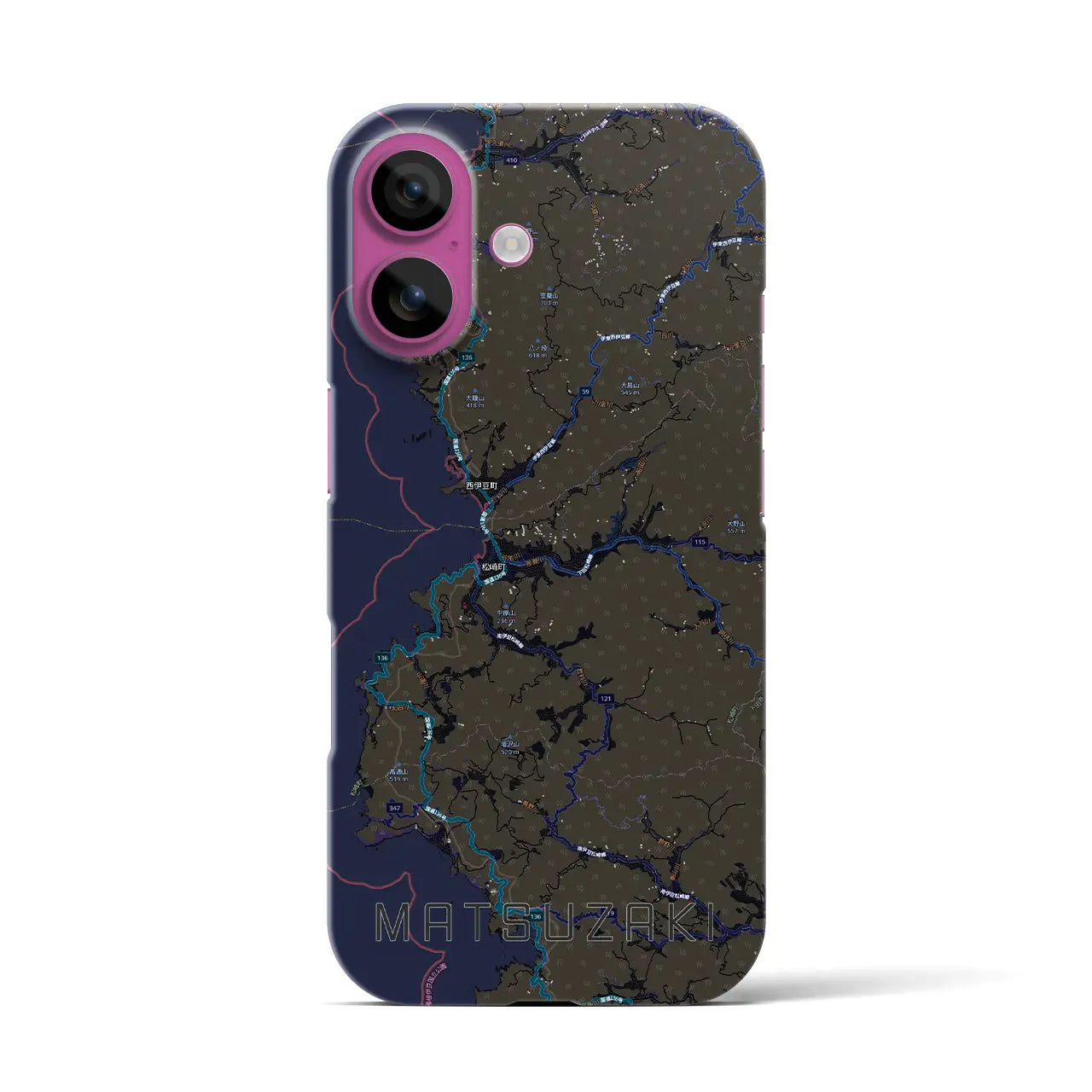 【松崎（静岡県）】地図柄iPhoneケース（バックカバータイプ）