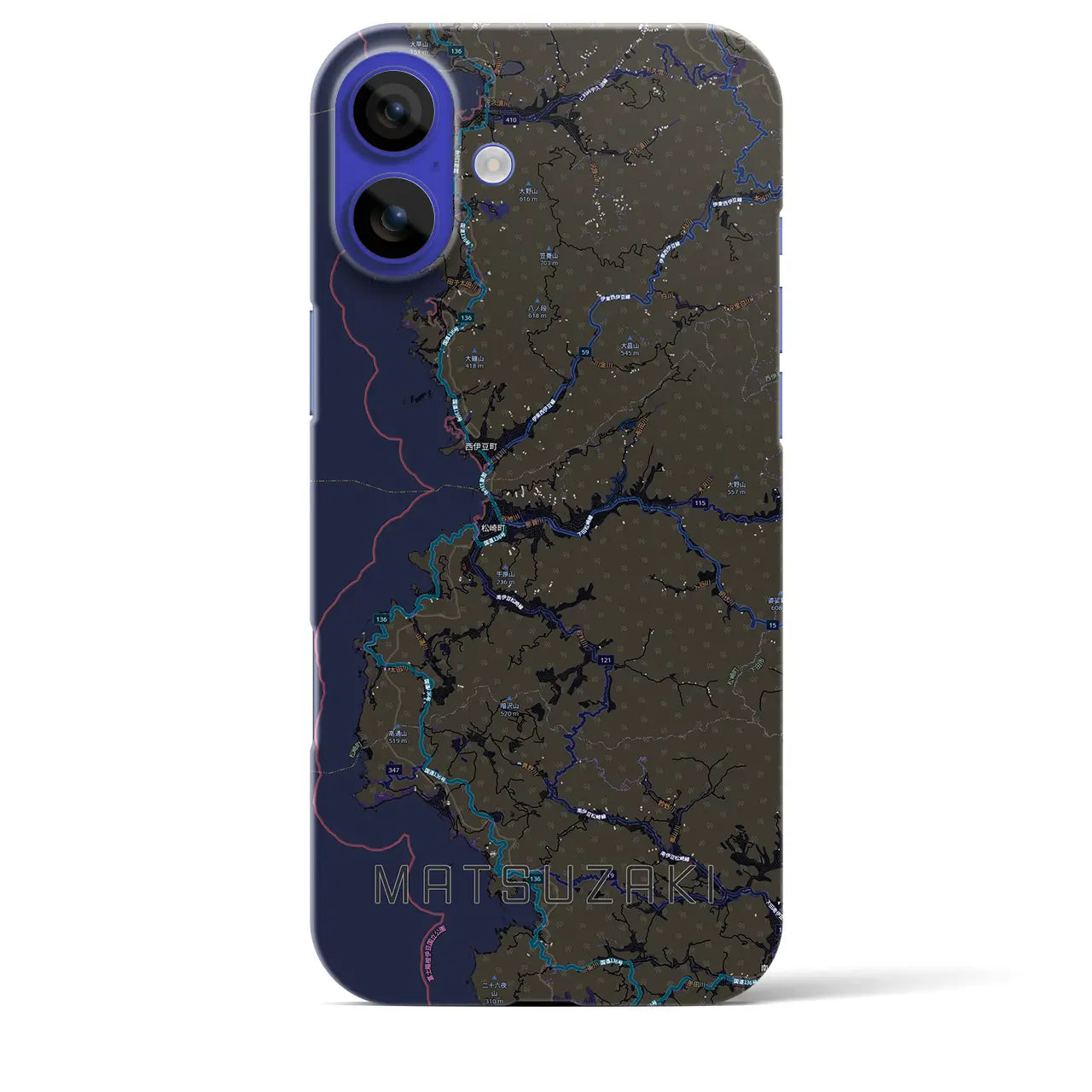 【松崎（静岡県）】地図柄iPhoneケース（バックカバータイプ）