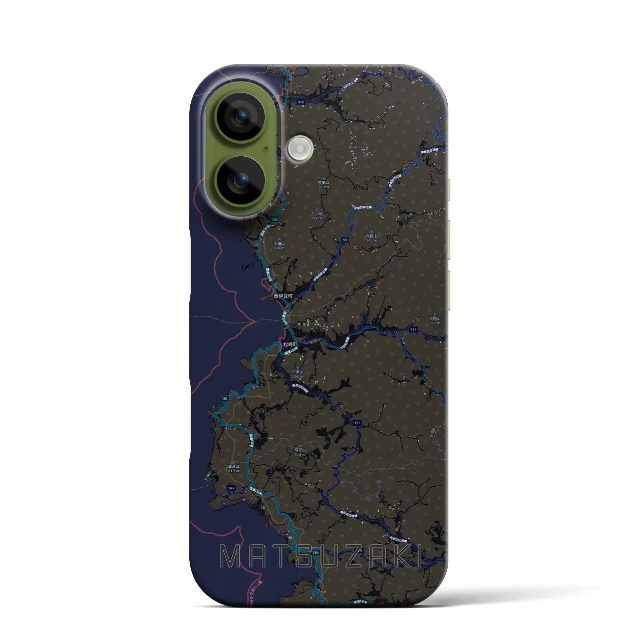 【松崎（静岡県）】地図柄iPhoneケース（バックカバータイプ）