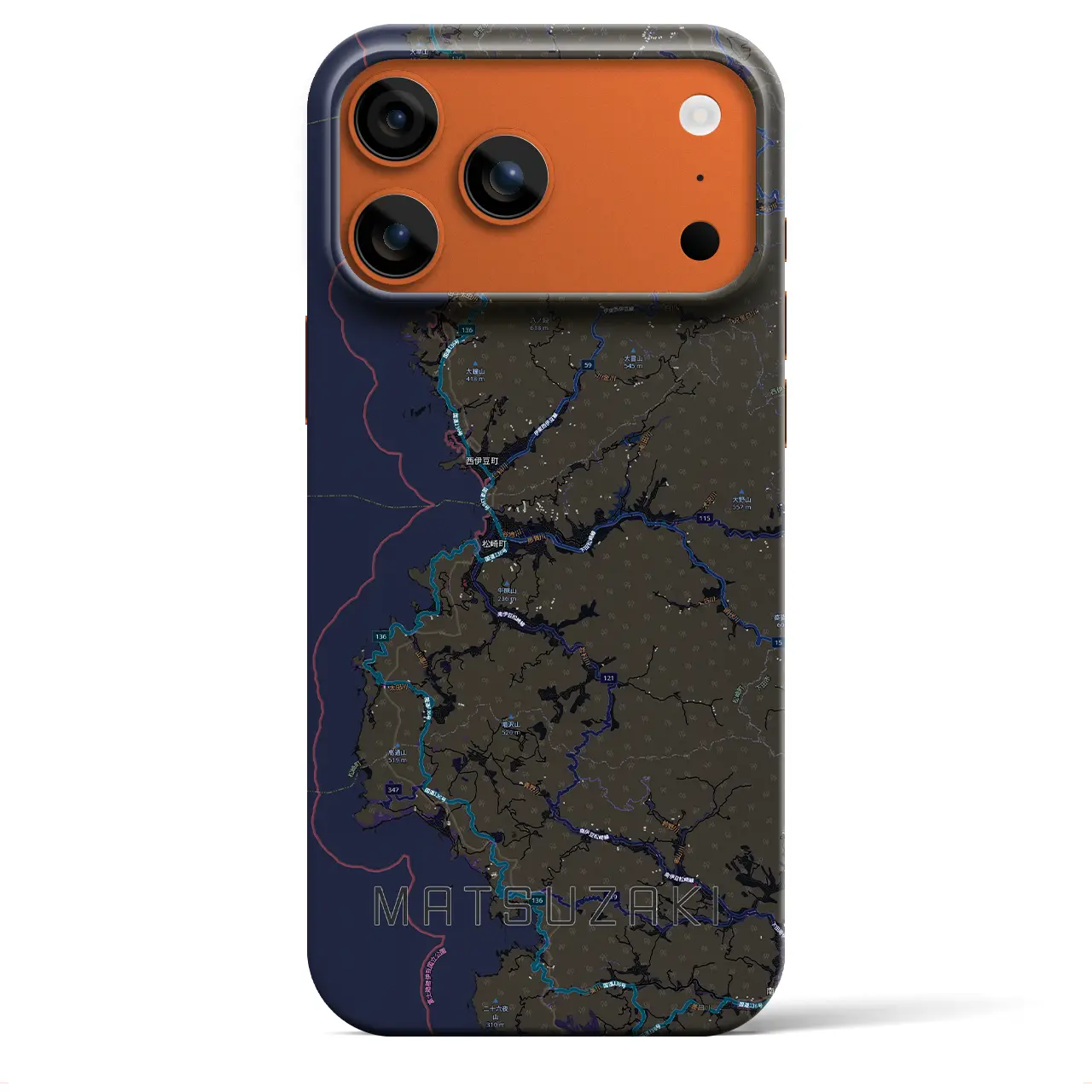 【松崎（静岡県）】地図柄iPhoneケース（バックカバータイプ）