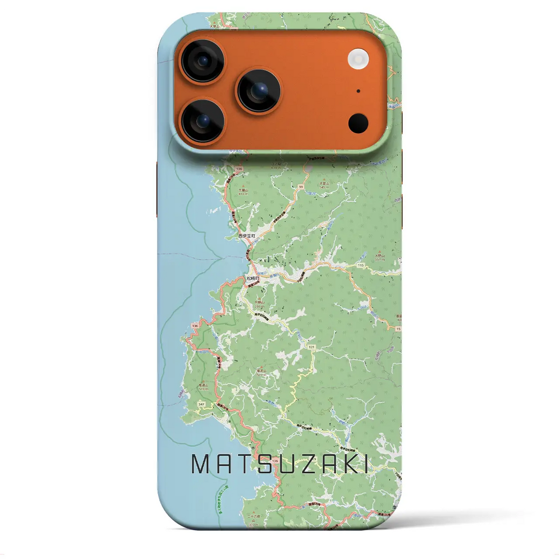 【松崎（静岡県）】地図柄iPhoneケース（バックカバータイプ）ブラック・iPhone 17 Pro Max 用