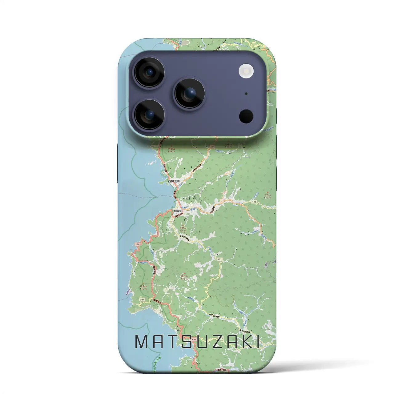 【松崎（静岡県）】地図柄iPhoneケース（バックカバータイプ）