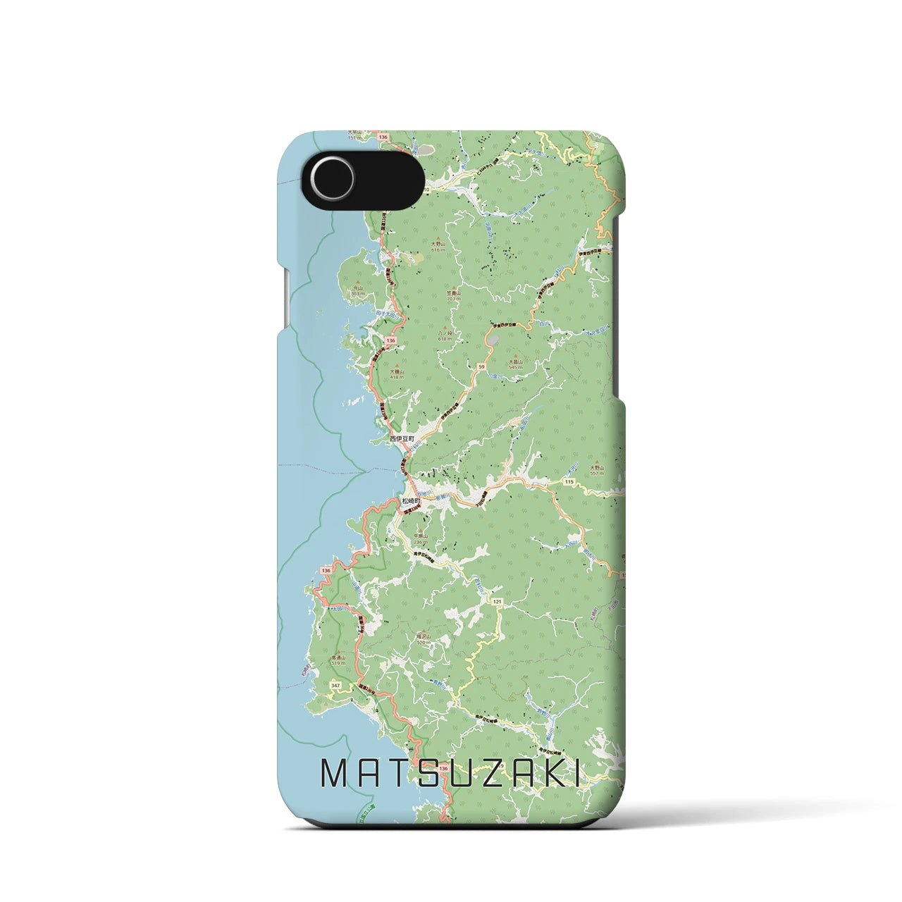 【松崎（静岡県）】地図柄iPhoneケース（バックカバータイプ）