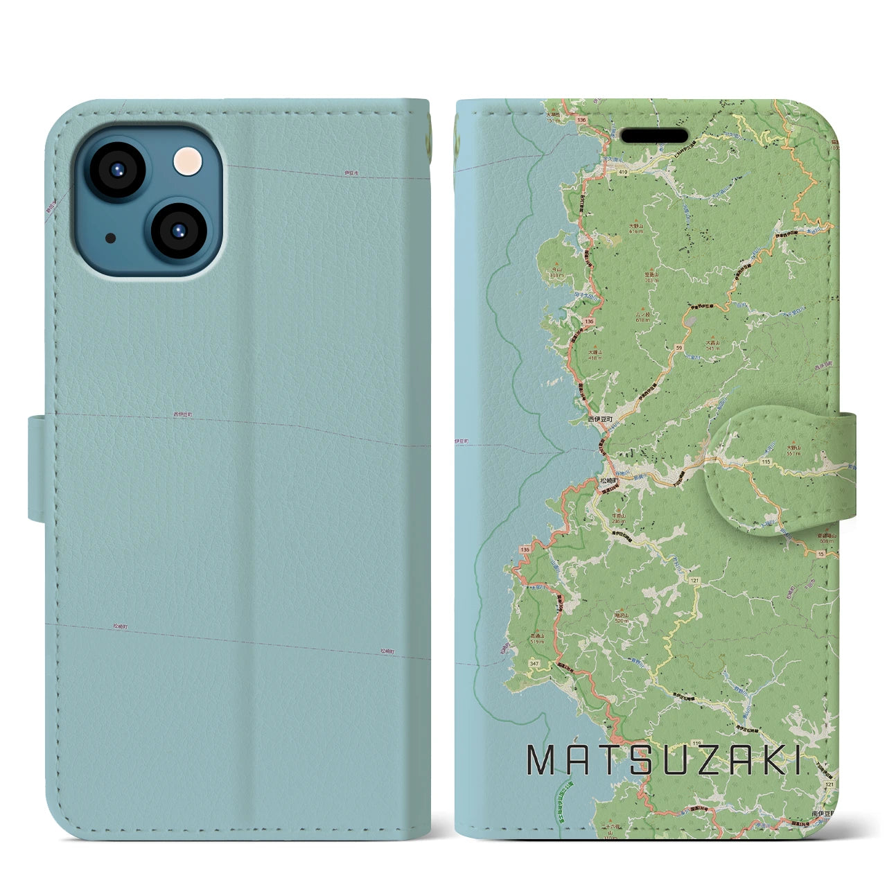 【松崎（静岡県）】地図柄iPhoneケース（手帳タイプ）