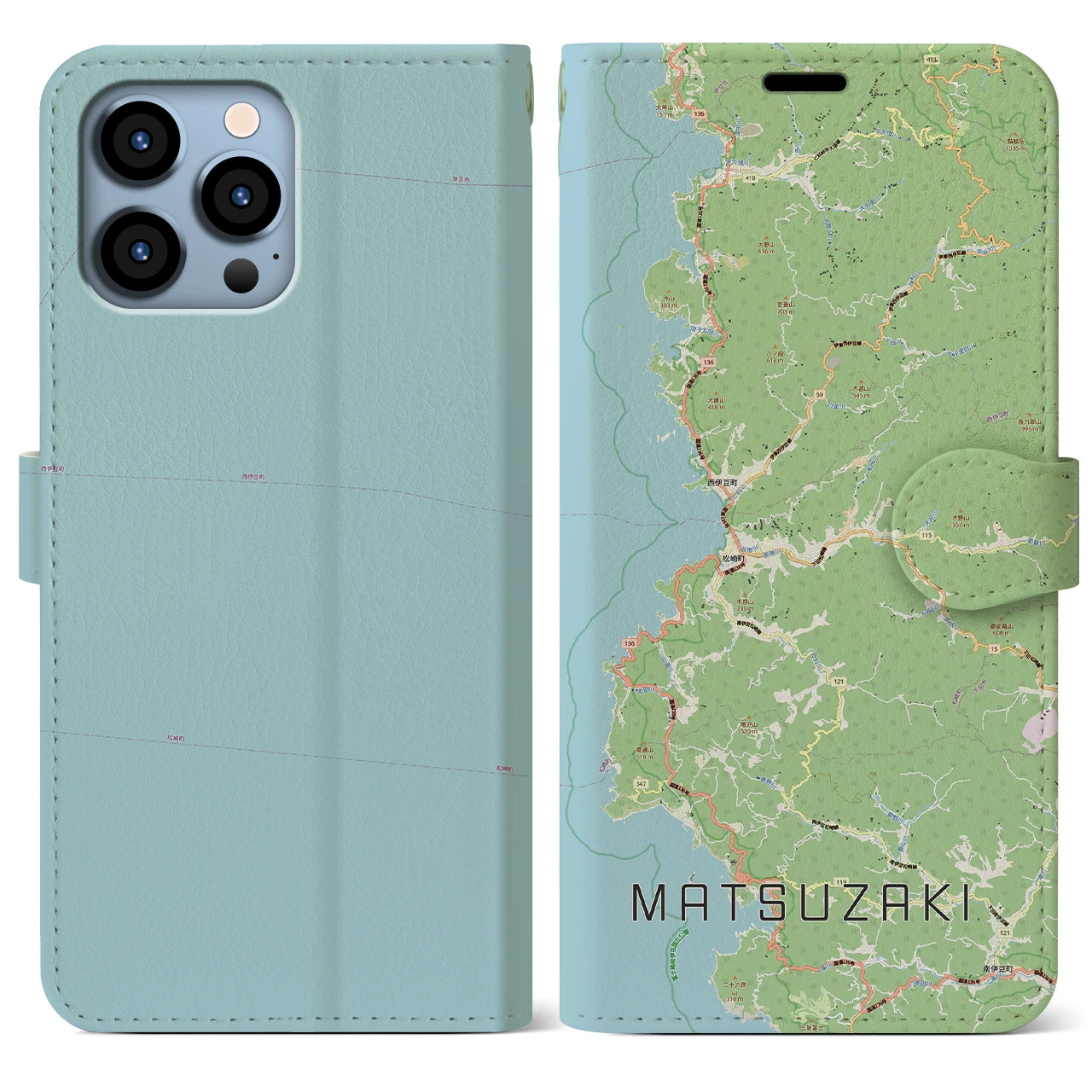 【松崎（静岡県）】地図柄iPhoneケース（手帳タイプ）