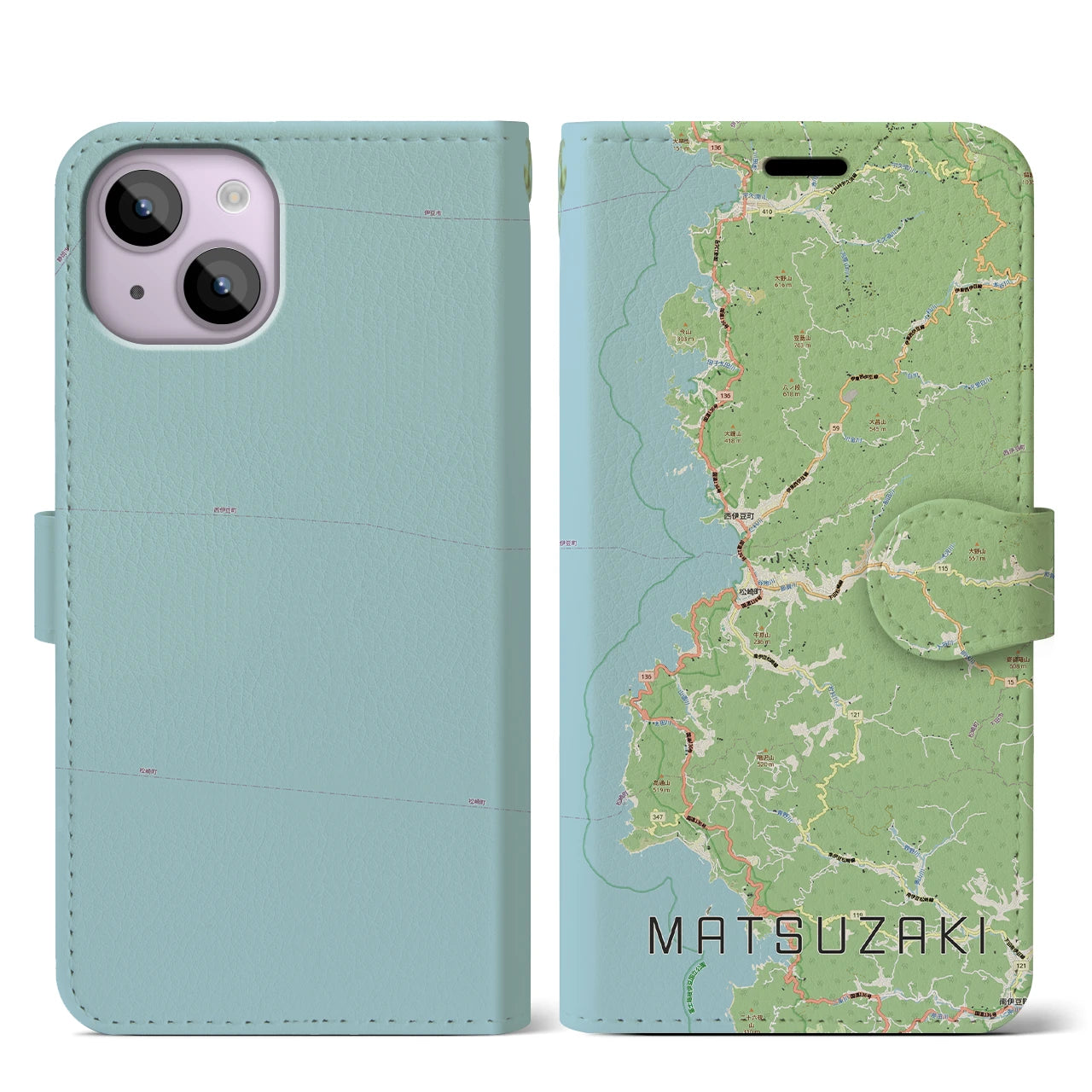 【松崎（静岡県）】地図柄iPhoneケース（手帳タイプ）