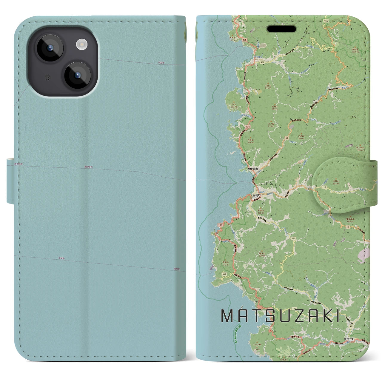 【松崎（静岡県）】地図柄iPhoneケース（手帳タイプ）