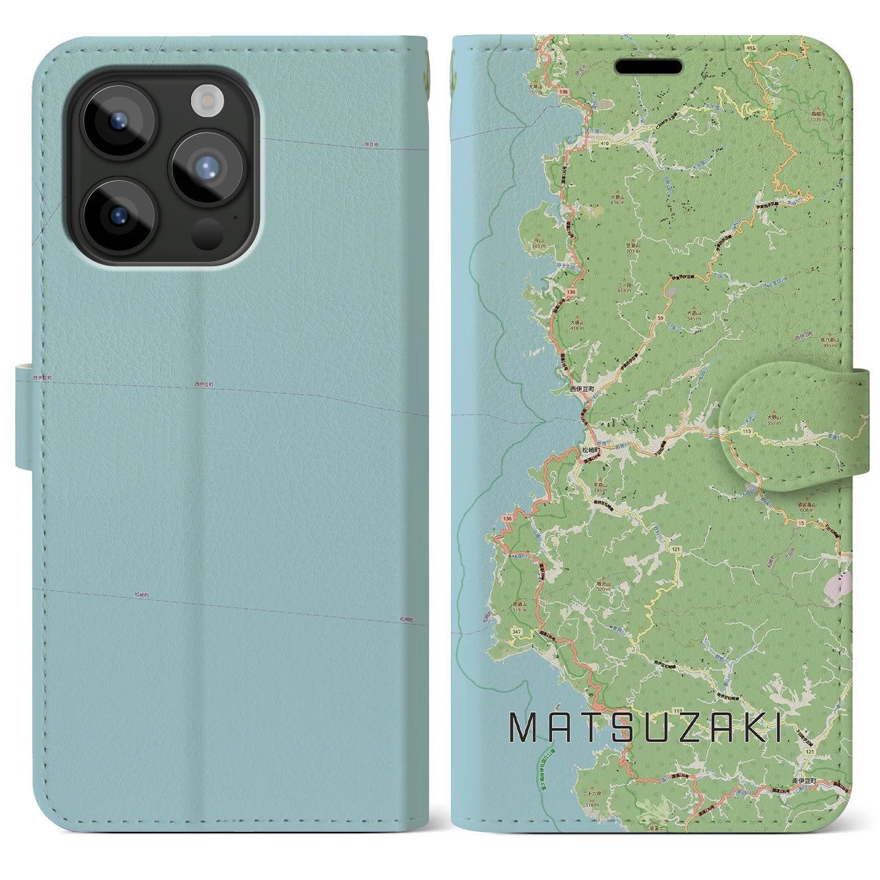 【松崎（静岡県）】地図柄iPhoneケース（手帳タイプ）