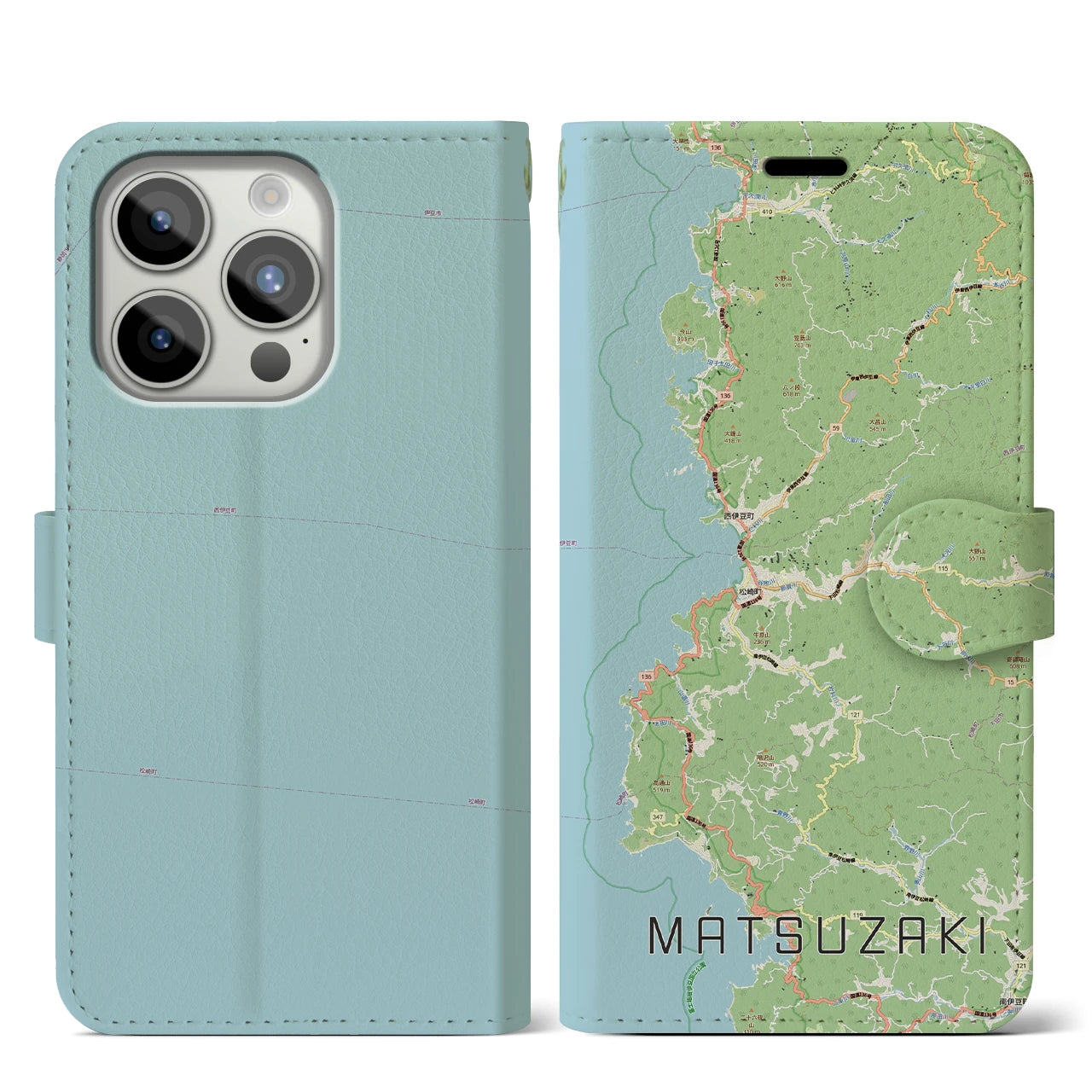 【松崎（静岡県）】地図柄iPhoneケース（手帳タイプ）