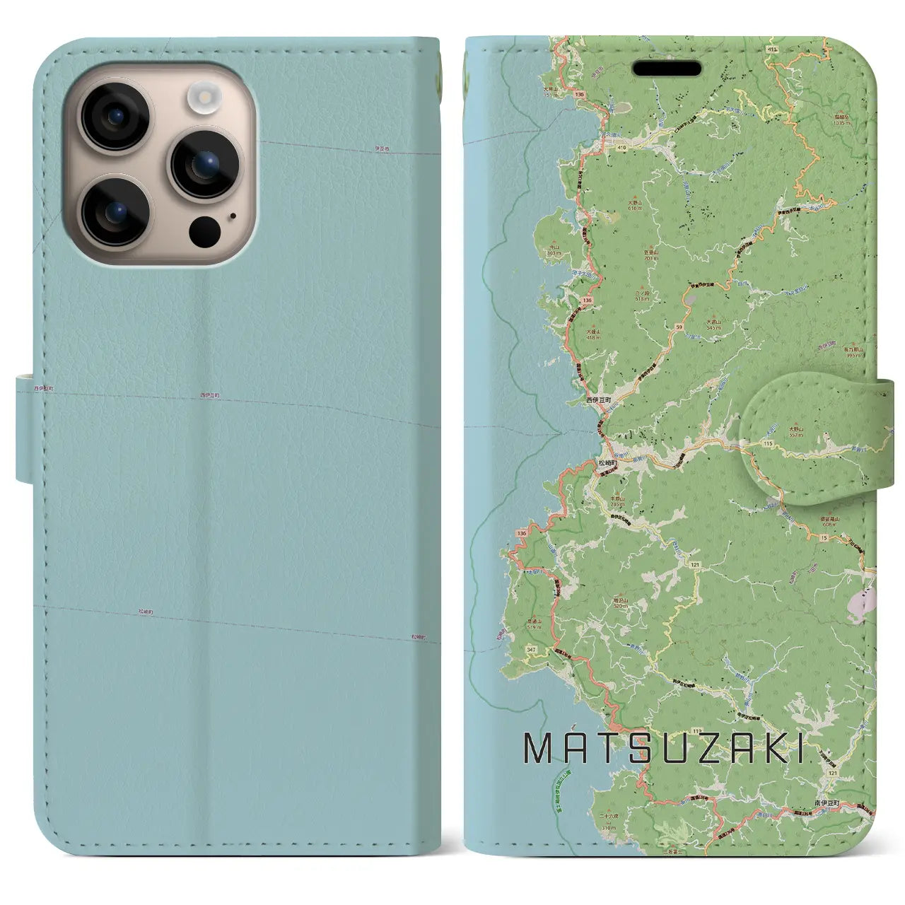 【松崎（静岡県）】地図柄iPhoneケース（手帳タイプ）