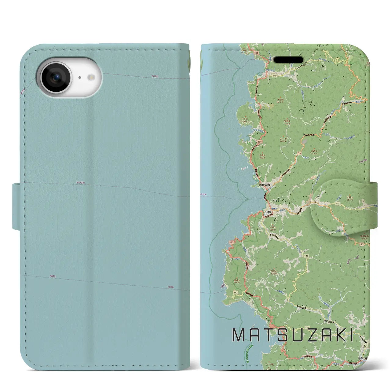 【松崎（静岡県）】地図柄iPhoneケース（手帳タイプ）