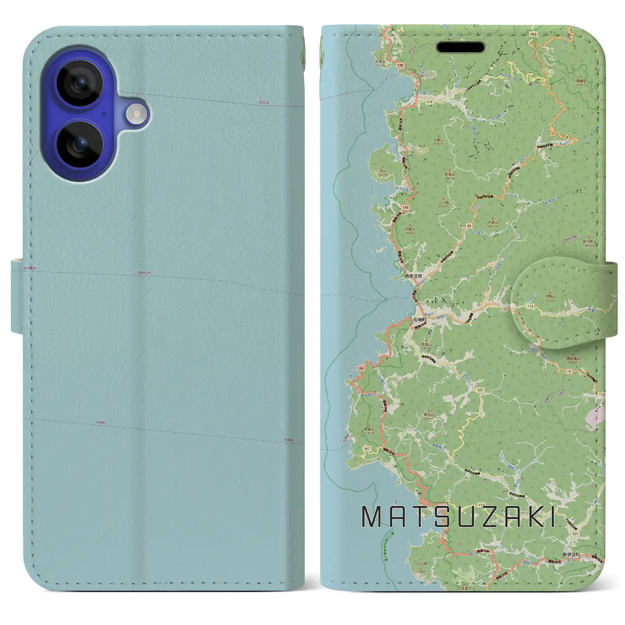 【松崎（静岡県）】地図柄iPhoneケース（手帳タイプ）