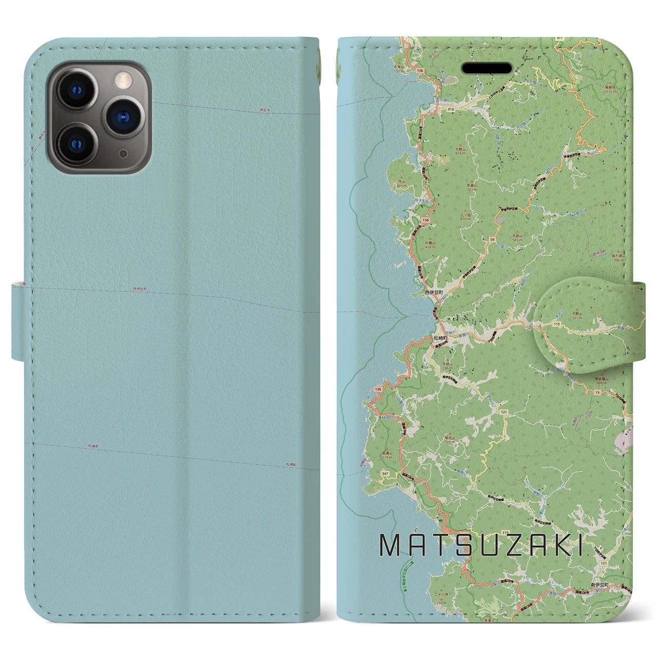 【松崎（静岡県）】地図柄iPhoneケース（手帳タイプ）
