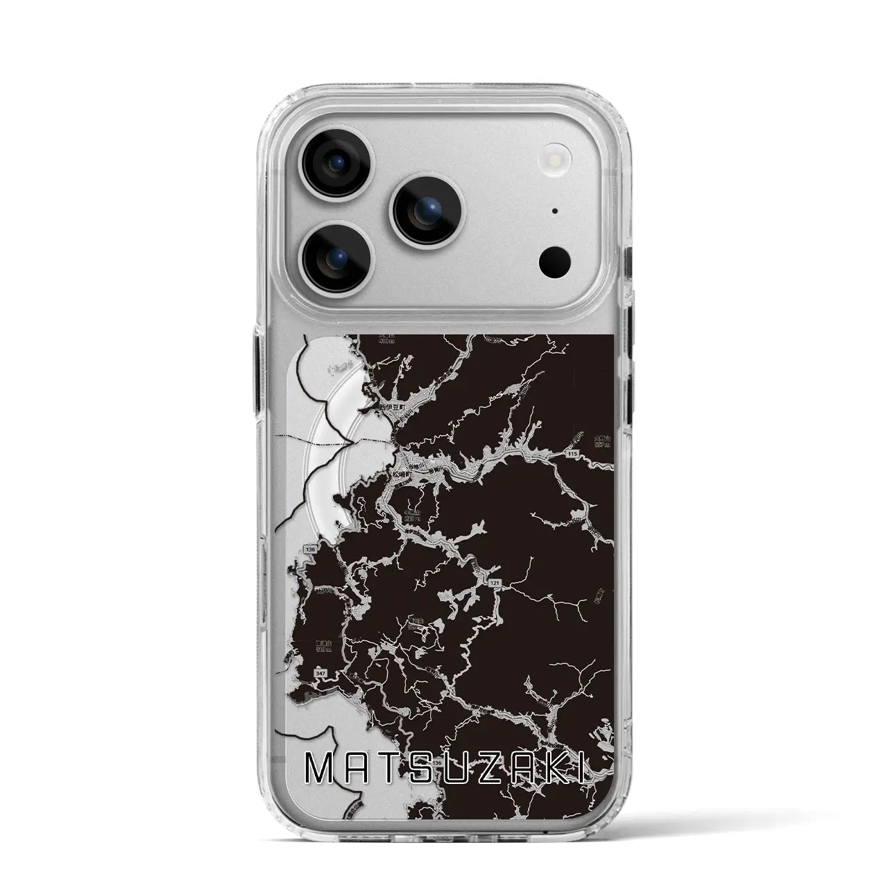 【松崎（静岡県）】地図柄iPhoneケース（MagSafeタイプ）モノトーン・iPhone 17 Pro Max 用