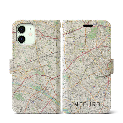 【目黒2（東京都）】地図柄iPhoneケース（手帳タイプ）ナチュラル・iPhone 12 mini 用