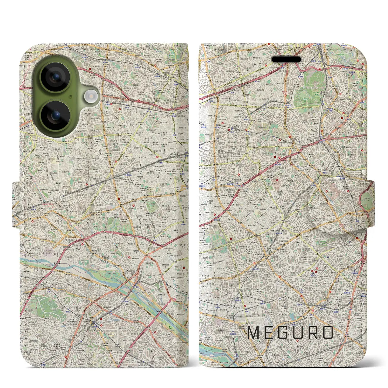 【目黒2（東京都）】地図柄iPhoneケース（手帳タイプ）