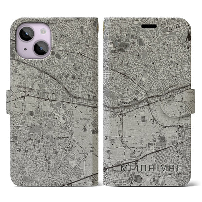 【明大前（東京都）】地図柄iPhoneケース（手帳タイプ）モノトーン・iPhone 14 用