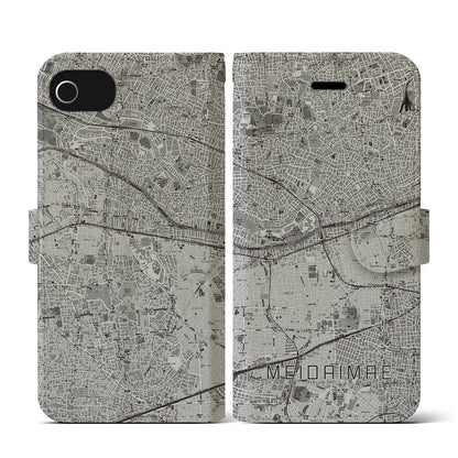 【明大前（東京都）】地図柄iPhoneケース（手帳タイプ）モノトーン・iPhone SE（第3 / 第2世代） / 8 / 7 / 6s / 6 用