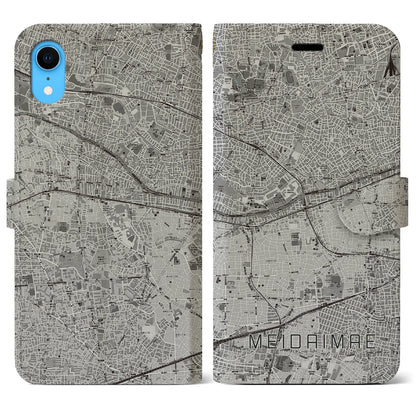 【明大前（東京都）】地図柄iPhoneケース（手帳タイプ）モノトーン・iPhone XR 用