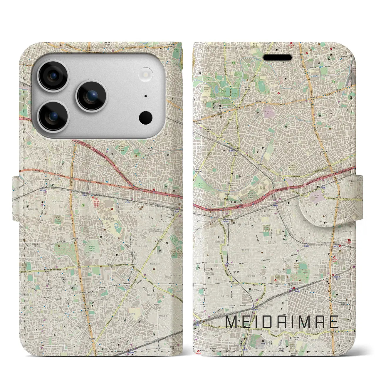 【明大前（東京都）】地図柄iPhoneケース（手帳タイプ）