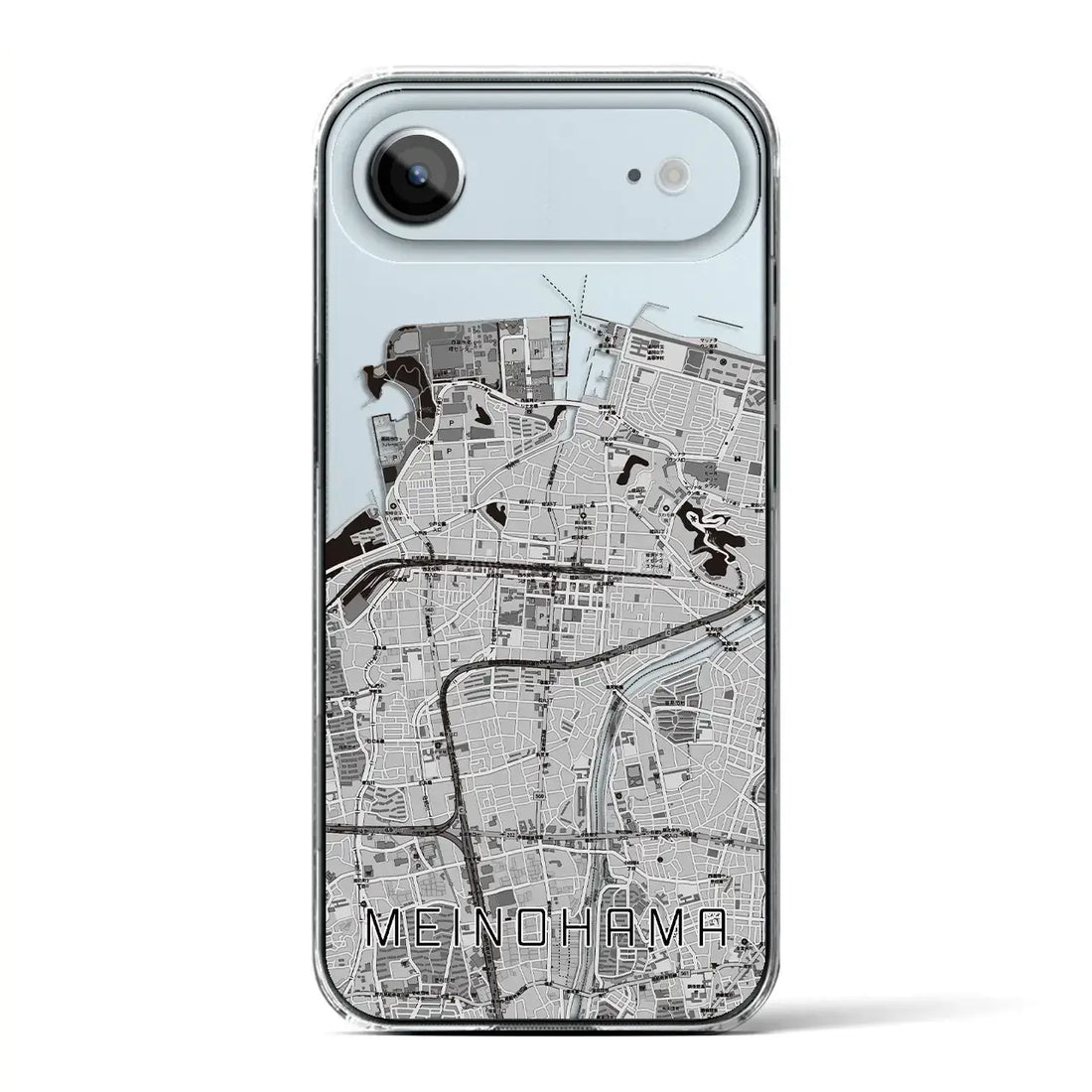 【姪浜（福岡県）】地図柄iPhoneケース（クリアタイプ）モノトーン・iPhone 17 Pro Max 用