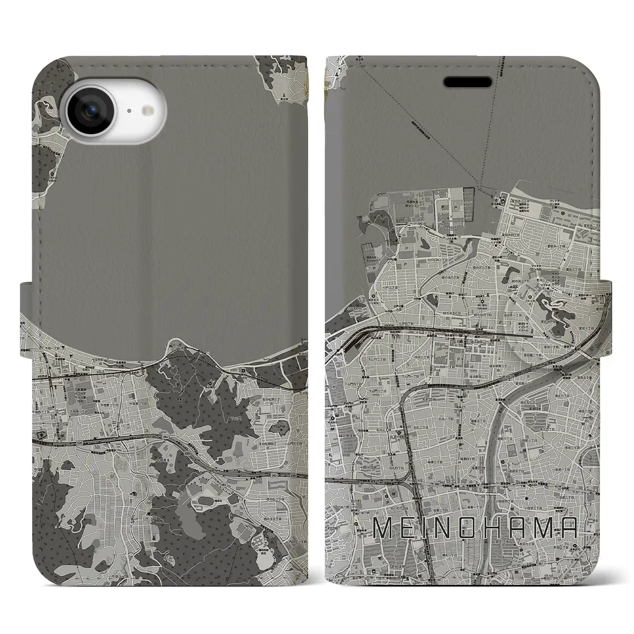 【姪浜（福岡県）】地図柄iPhoneケース（手帳タイプ）