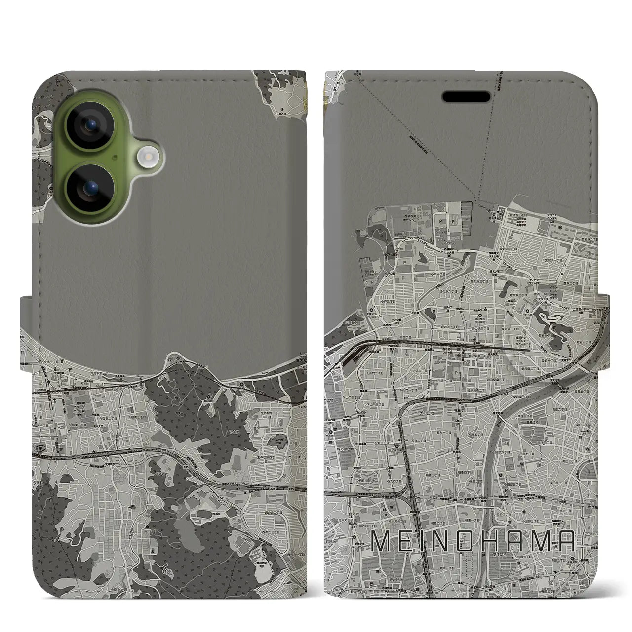 【姪浜（福岡県）】地図柄iPhoneケース（手帳タイプ）