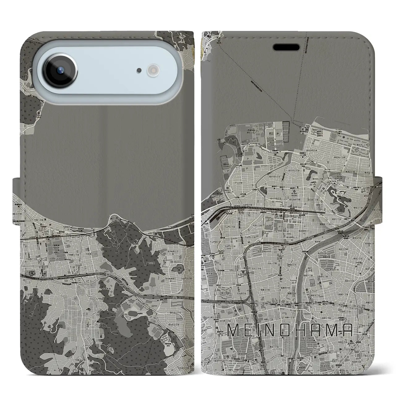 【姪浜（福岡県）】地図柄iPhoneケース（手帳タイプ）