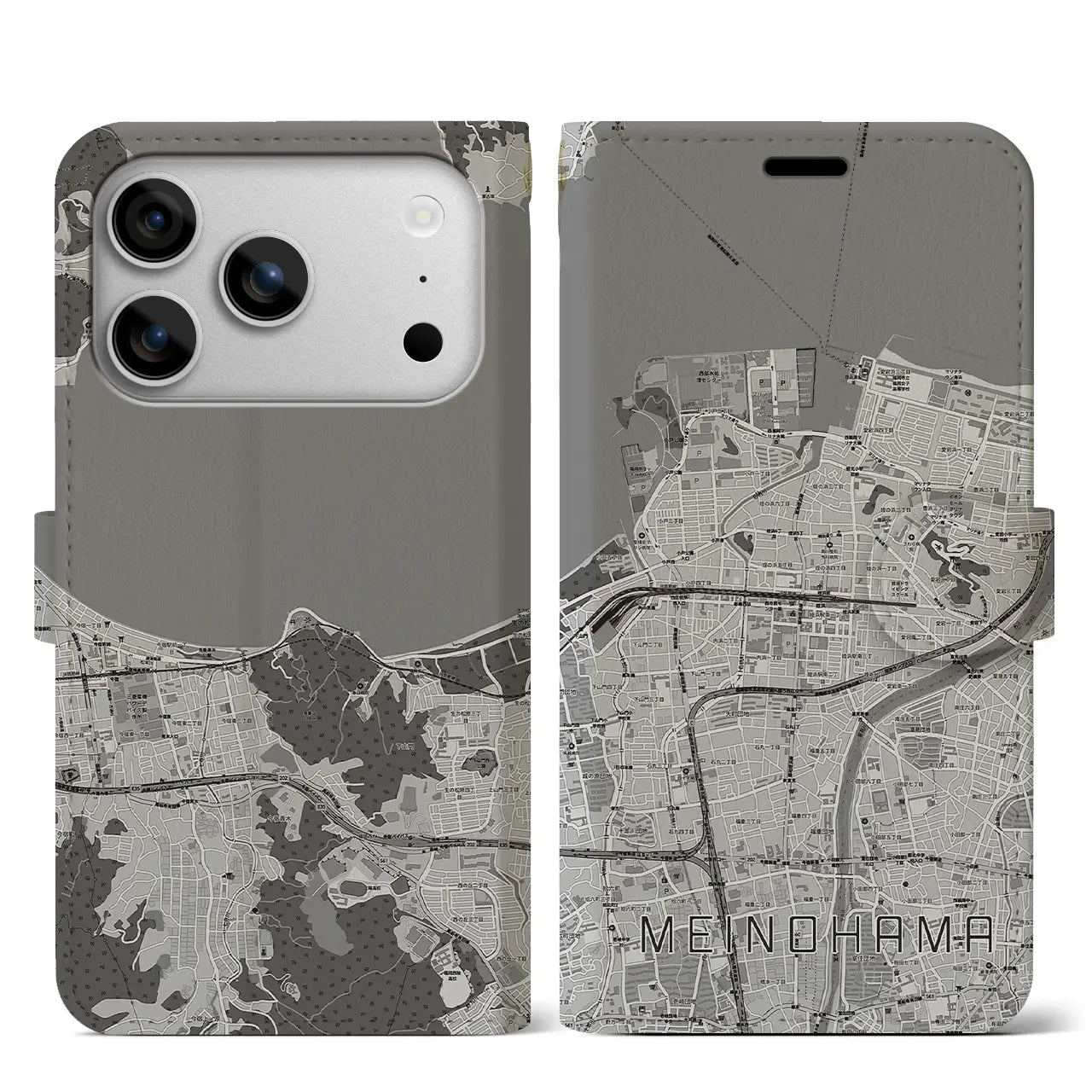 【姪浜（福岡県）】地図柄iPhoneケース（手帳タイプ）