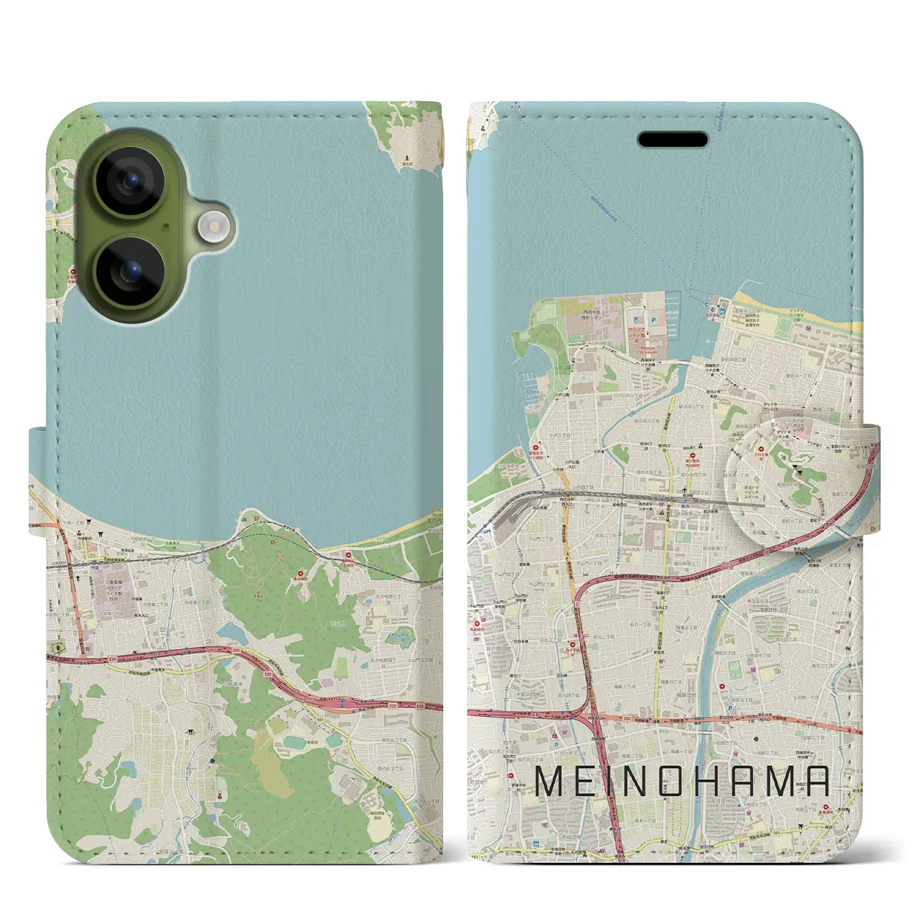 【姪浜（福岡県）】地図柄iPhoneケース（手帳タイプ）