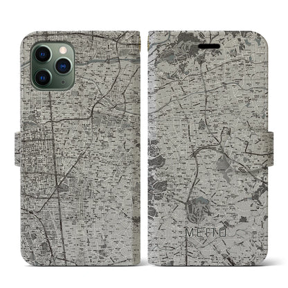 【名東（愛知県）】地図柄iPhoneケース（手帳タイプ）モノトーン・iPhone 11 Pro 用